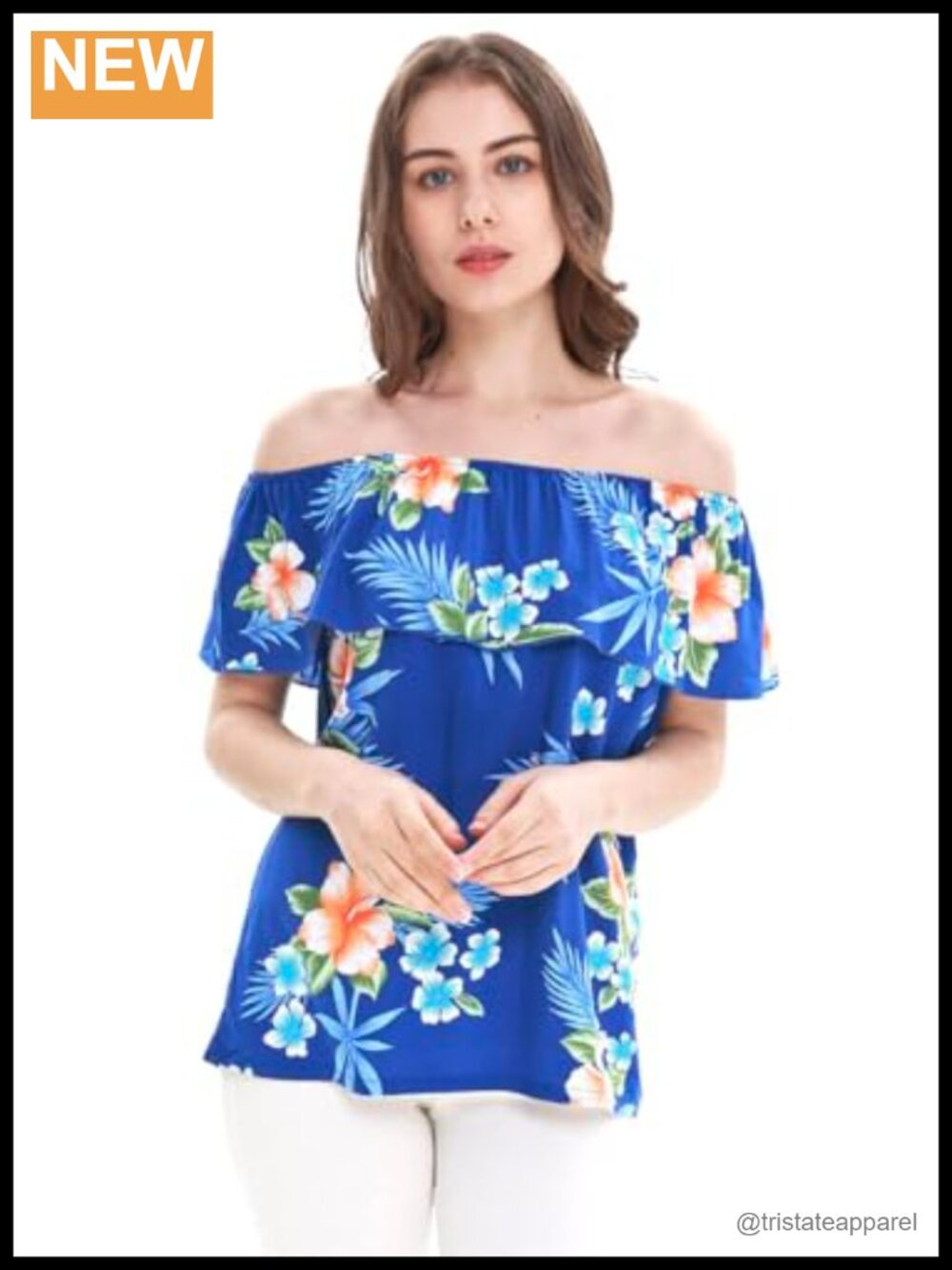 Off-Shoulder Muumuu Top with Signature Floral Print Rayon Blouse